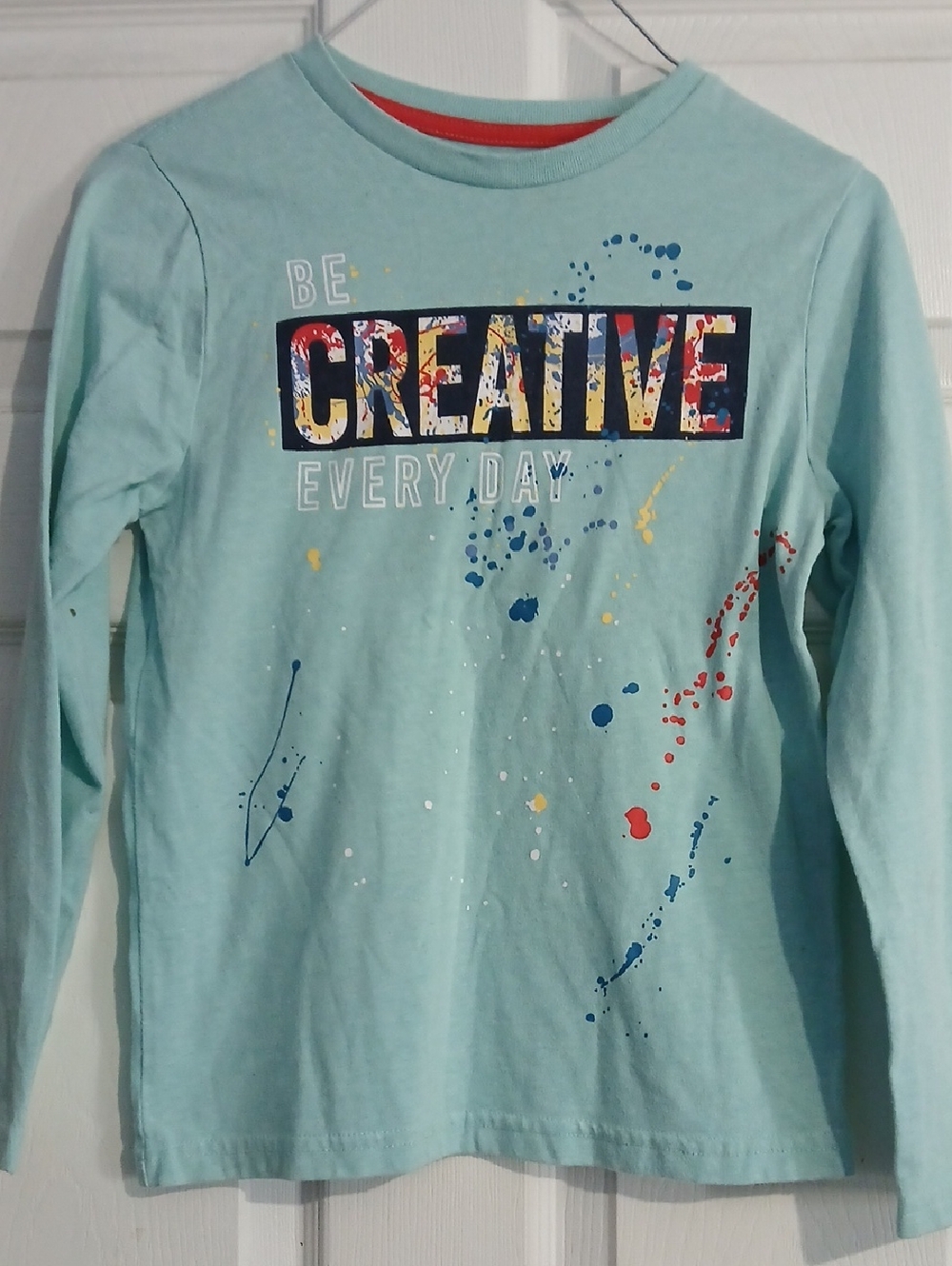 Garanimals Light Aqua Long-Sleeve Tee with Multicolor Paint Splatter